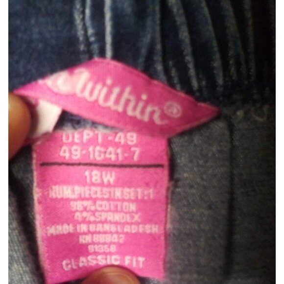 Woman Within Pullon Jeans womens Sz 18W Tapered Leg stretch pockets ankle crop - Picture 3 of 6